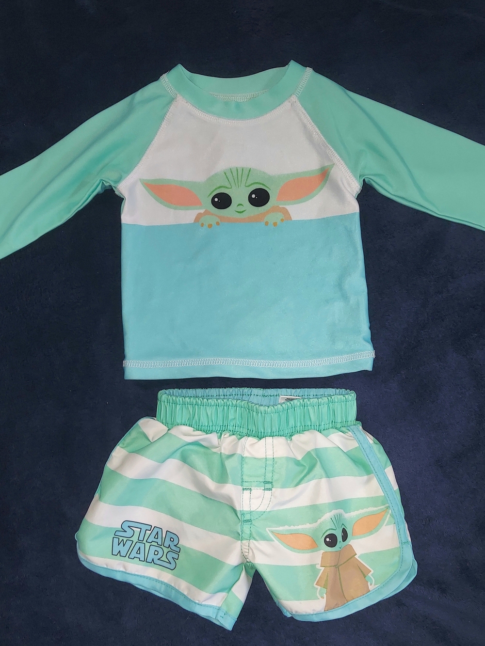 Star Wars Mint & White Baby Yoda Two-Piece Swim Set